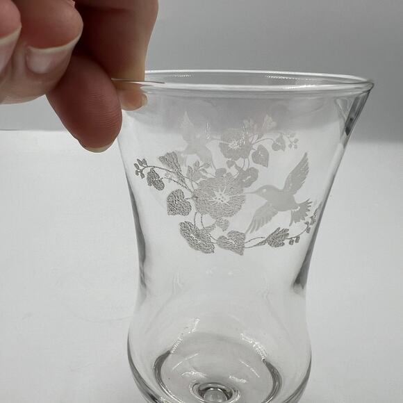 Vintage Homco Clear Glass Candelabra Cup Floral & Hummingbird Etched Votive - Picture 9 of 9